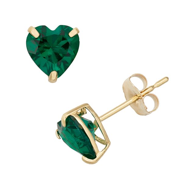 Lab created clearance emerald stud earrings