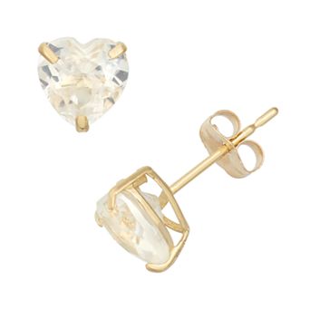 Designs by Gioelli Lab-Created White Sapphire 10k Gold Heart Stud Earrings