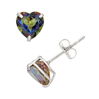 Designs by Gioelli Mystic Topaz 10k White Gold Heart Stud Earrings