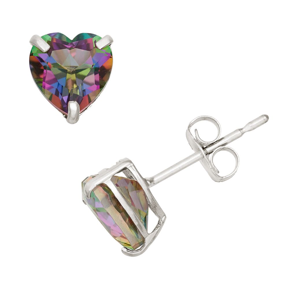 Designs by Gioelli Mystic Topaz 10k White Gold Heart Stud