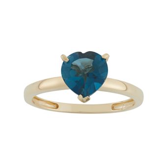 Designs by Gioelli London Blue Topaz 10k Gold Heart Ring