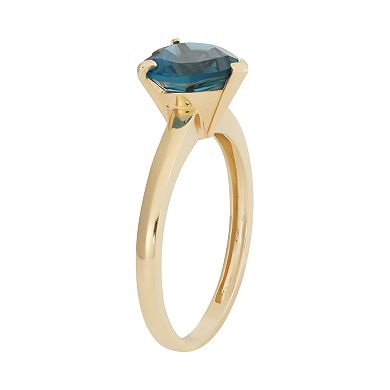London Blue Topaz 10k Gold Heart Ring