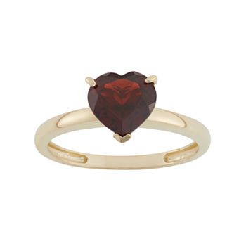 Details about   10k White Gold Round Garnet Heart Ring 