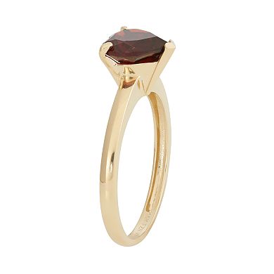 Garnet 10k Gold Heart Ring