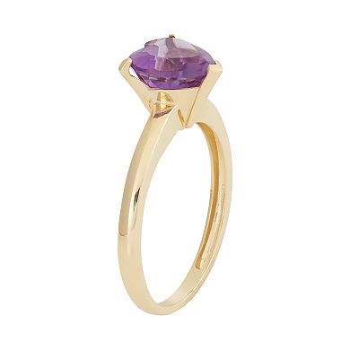 Amethyst 10k Gold Heart Ring