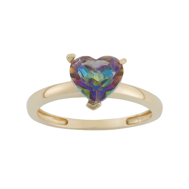 Mystic Topaz 10k Gold Heart Ring, Womens, Size: 5, Blue