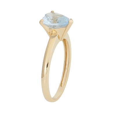 Lab-Created Aquamarine 10k Gold Heart Ring