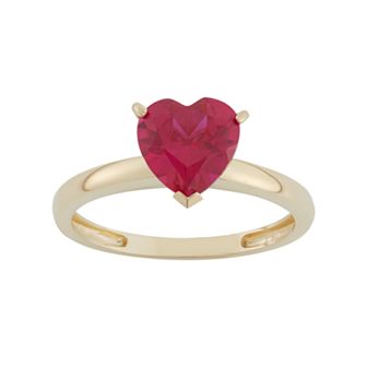 Designs by Gioelli Lab-Created Ruby 10k Gold Heart Ring