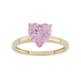 Designs by Gioelli 10k Gold Lab-Created Pink Sapphire Heart Ring