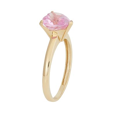 10k Gold Lab-Created Pink Sapphire Heart Ring