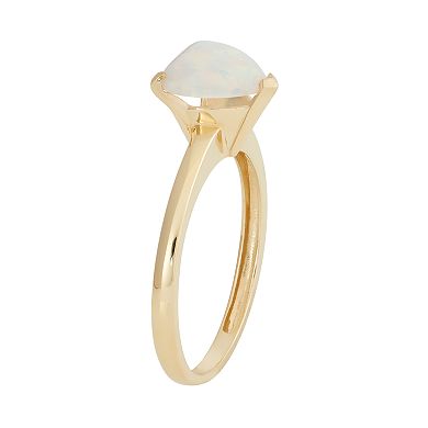 Lab-Created Opal 10k Gold Heart Ring