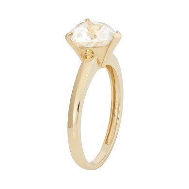 Lab-Created White Sapphire 10k Gold Heart Ring
