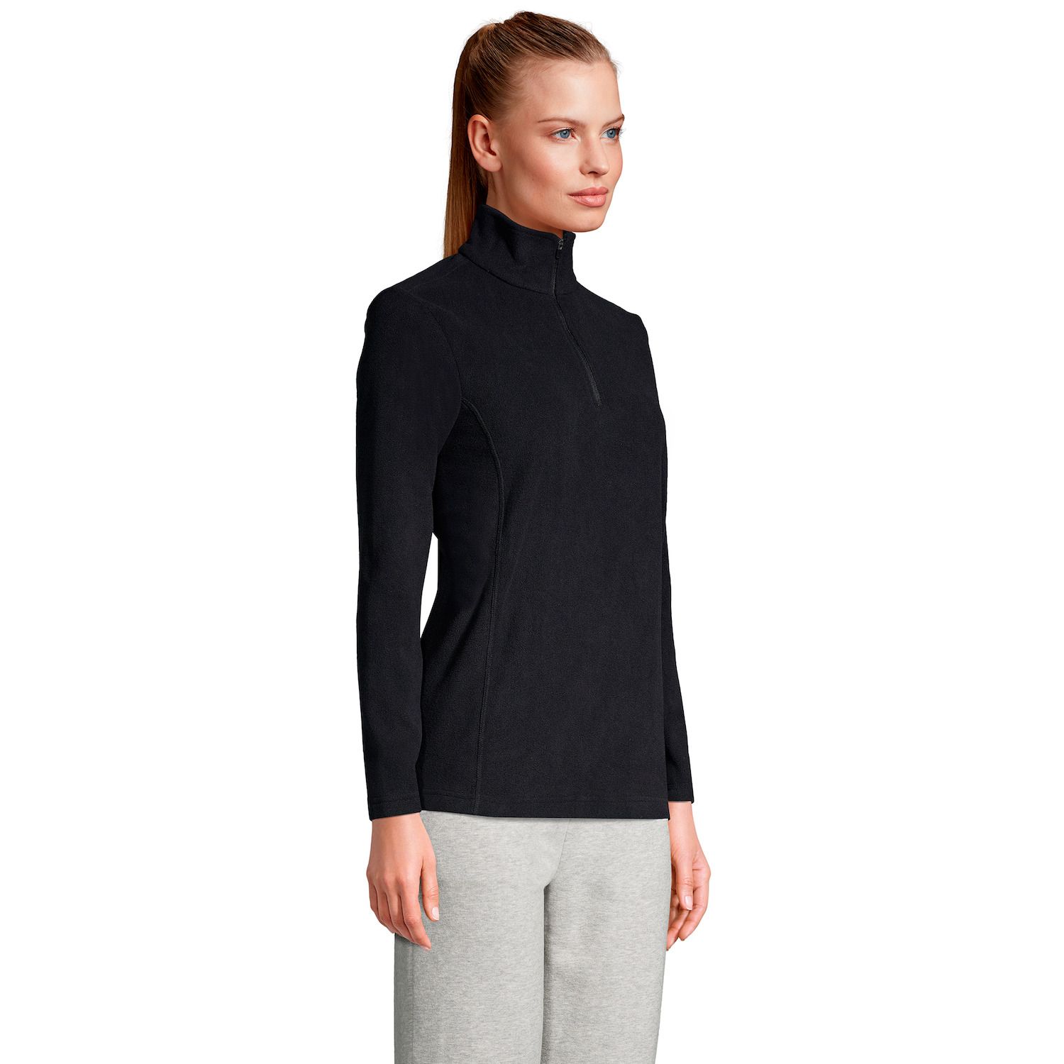 Pull Polaire Léger Femme Lands' End – 1/4 Zip – Taille PM (10-12) – Vert
