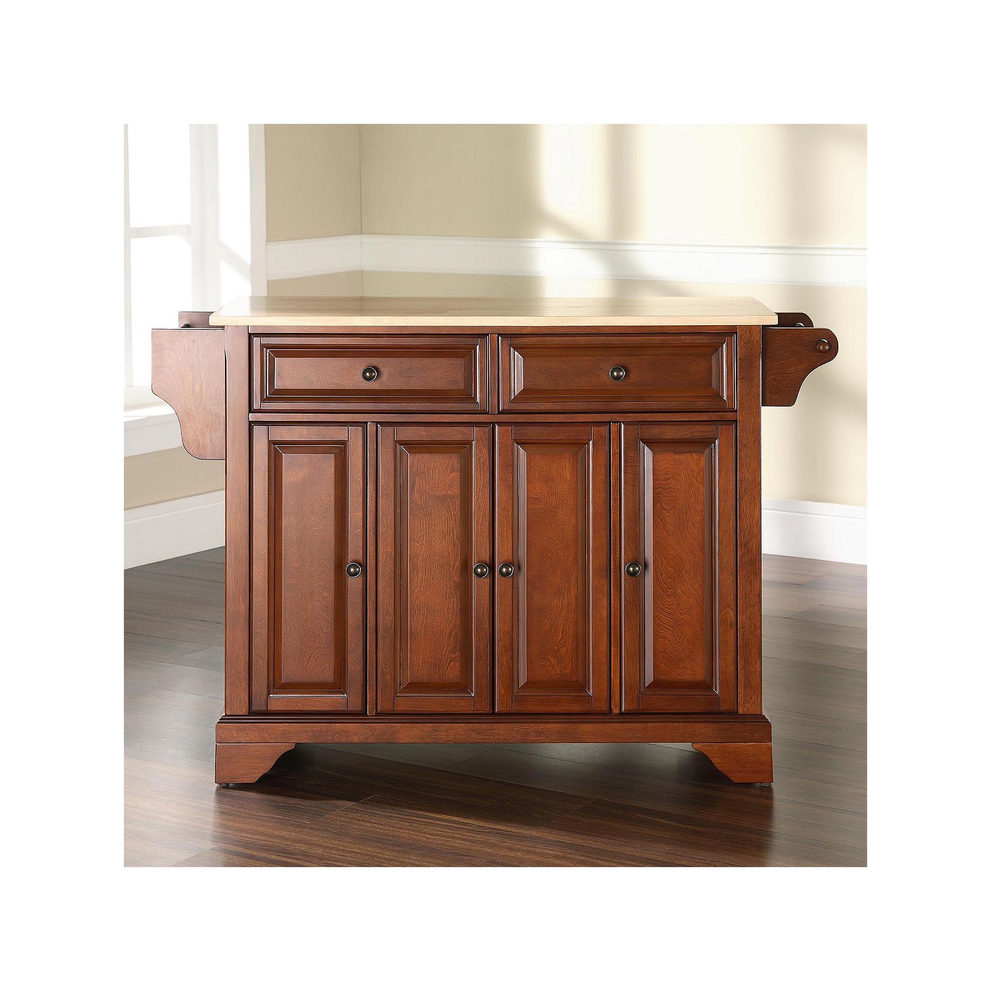 Crosley Lafayette Natural Top Kitchen Island, Red