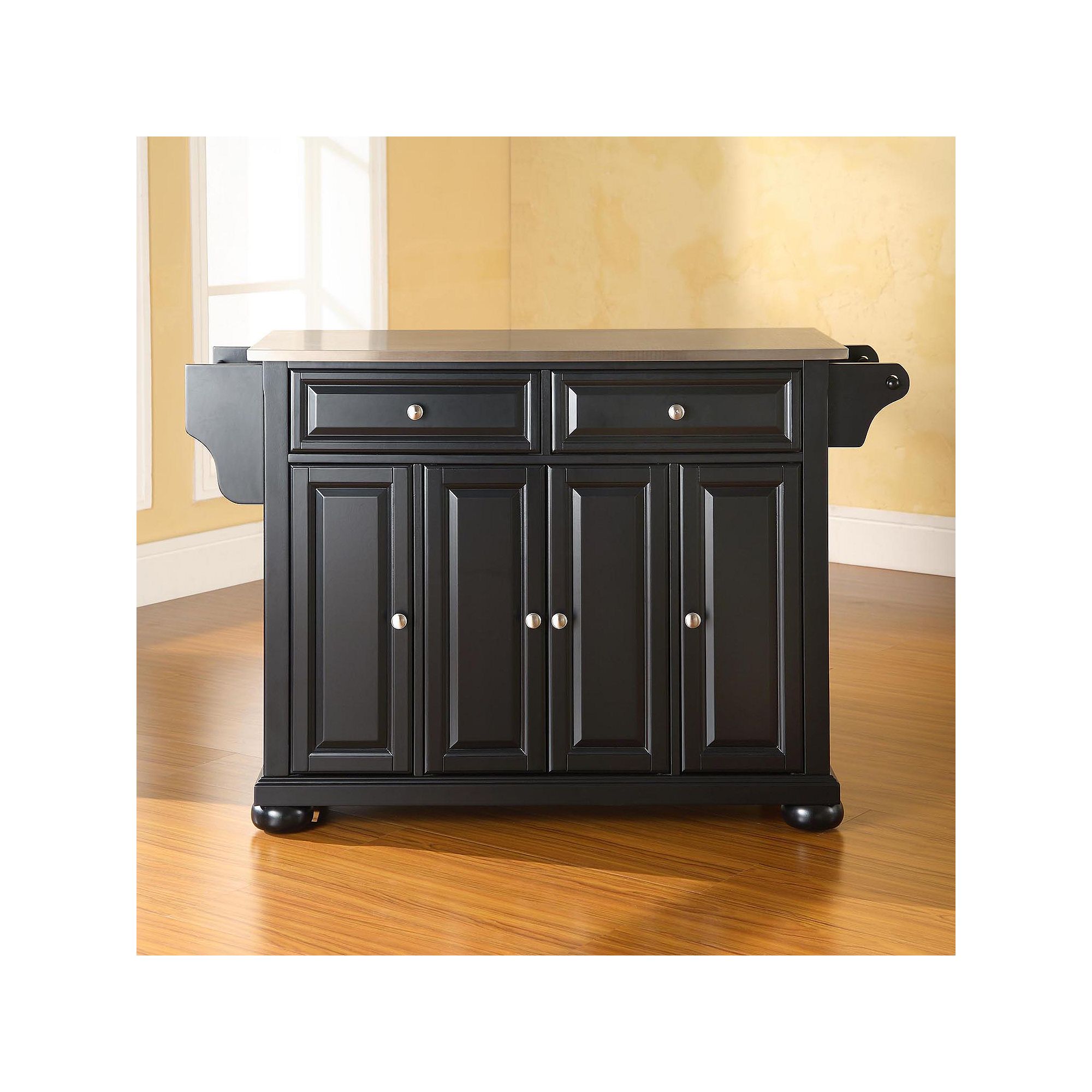Crosley Alexandria Steel-Top Kitchen Island, Black