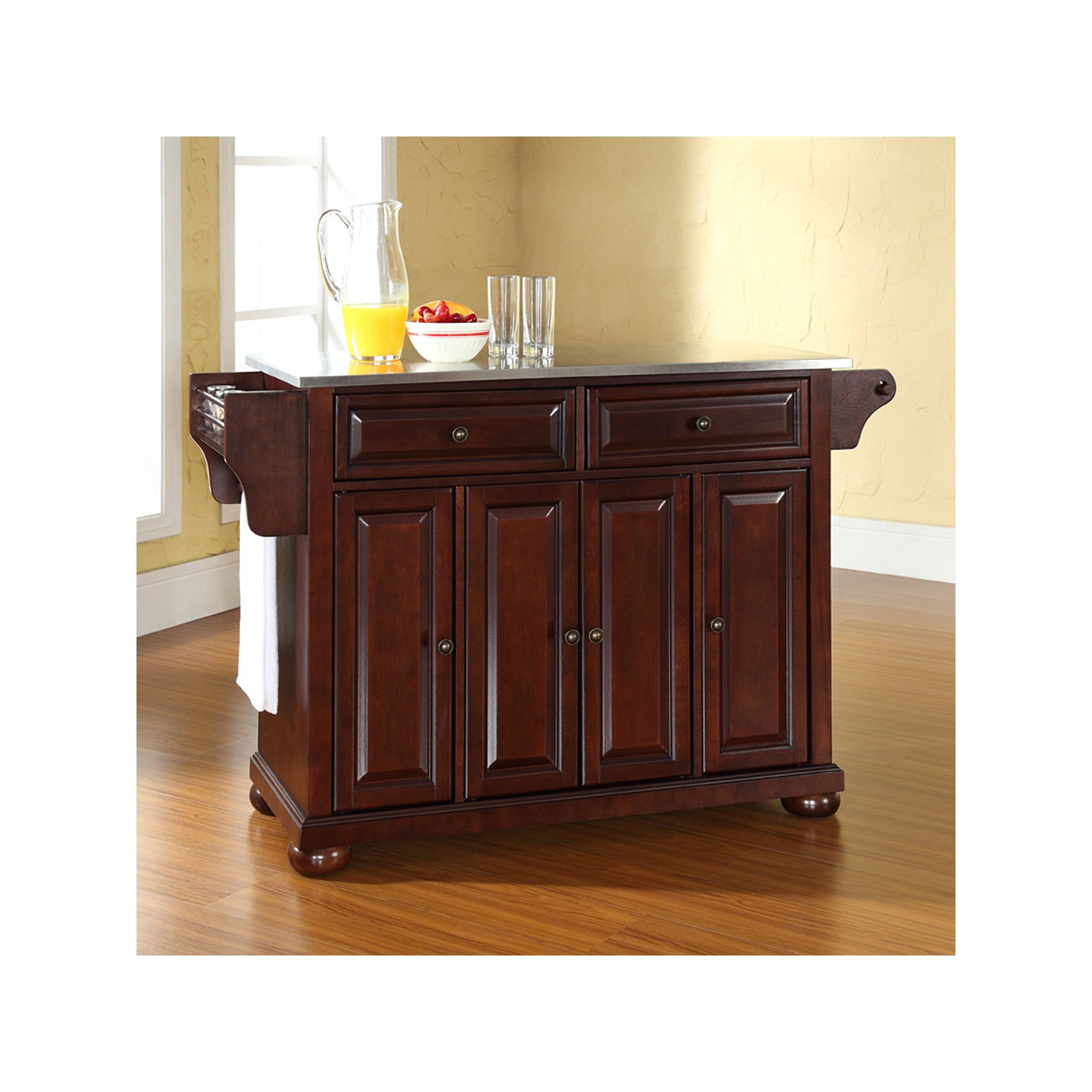Crosley Alexandria Steel-Top Kitchen Island, Brown