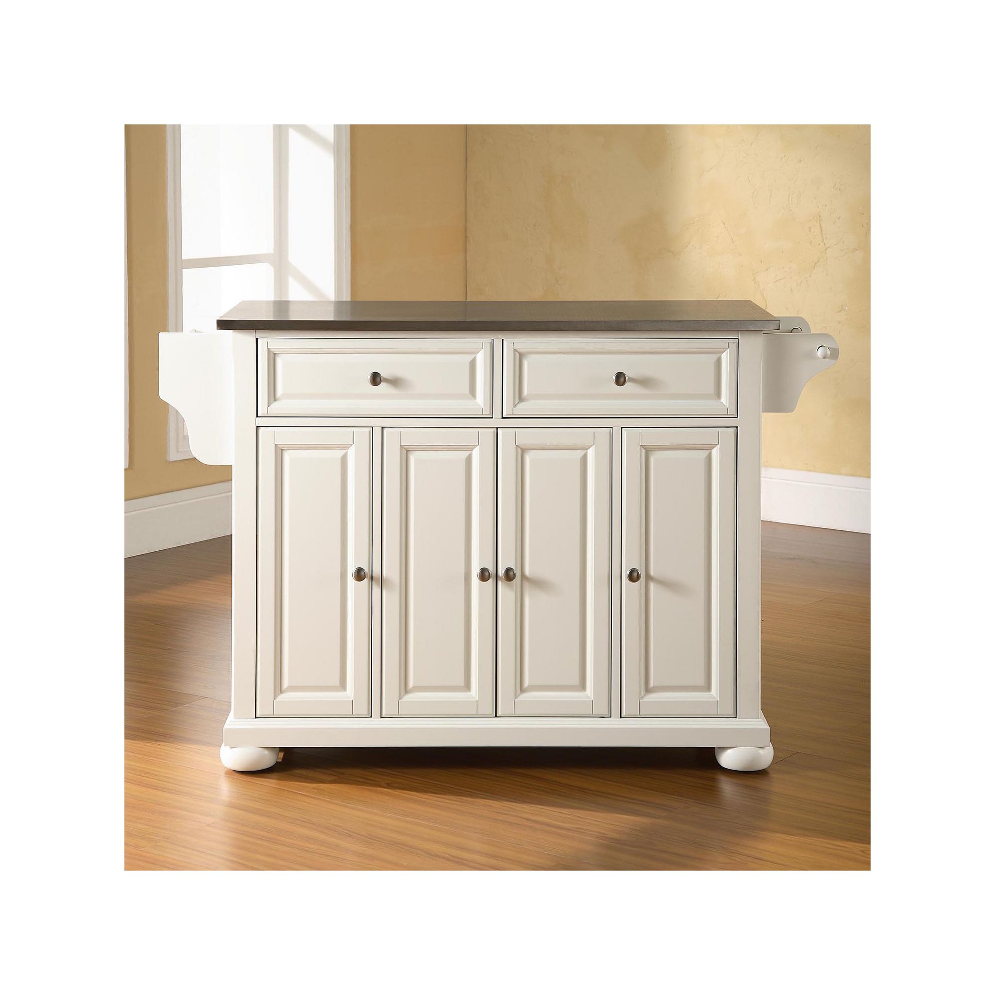 Crosley Alexandria Steel-Top Kitchen Island, White