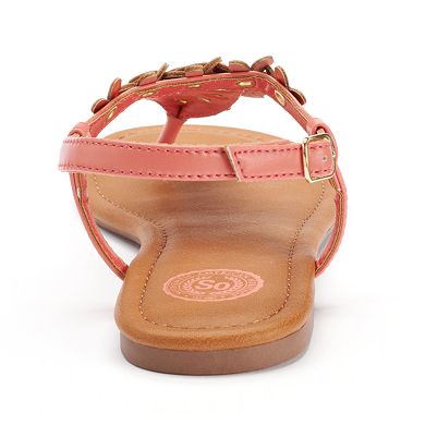 SO® Women's Floral T-Strap Sandals
