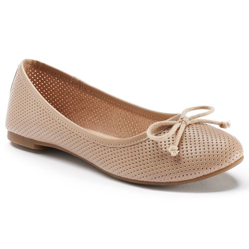 SO® Women's Perforated Bow Ballet Flats