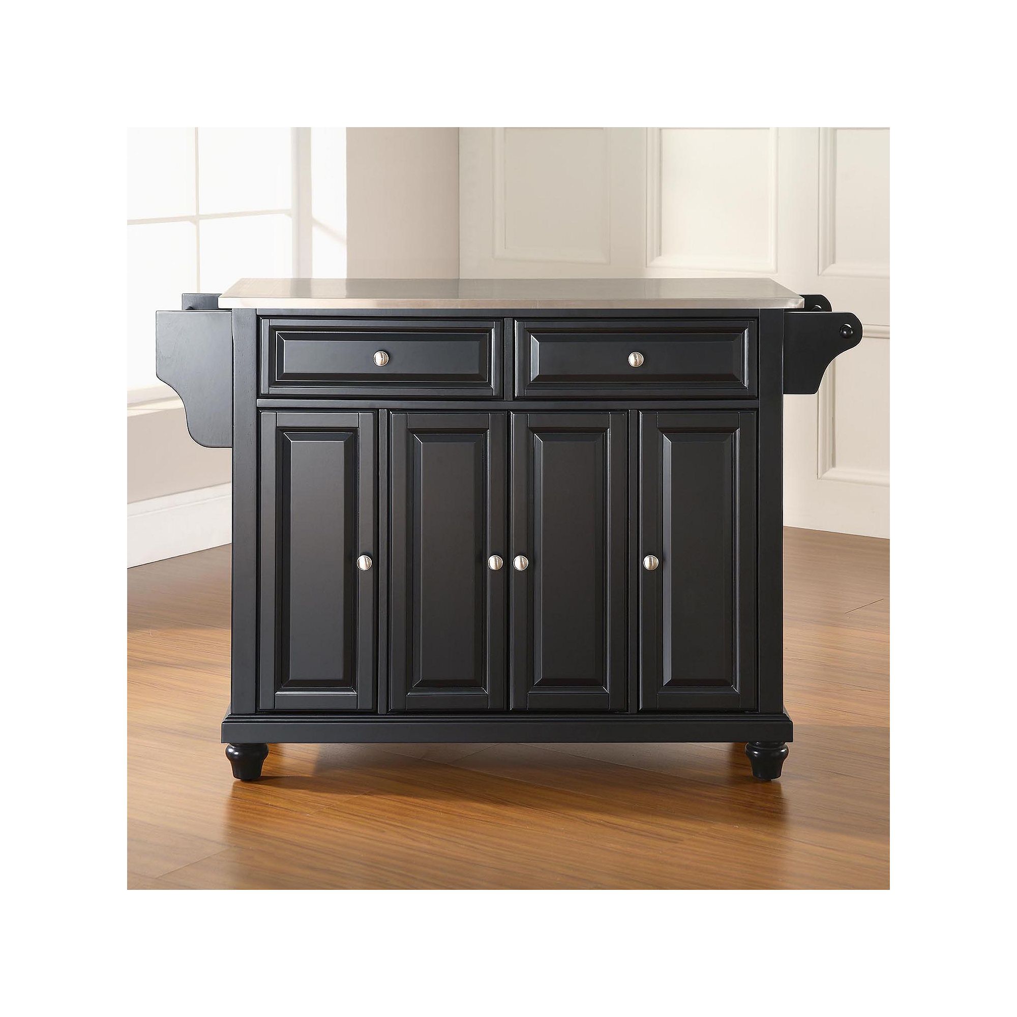Crosley Cambridge Wide Stainless Steel Top Kitchen Island, Black