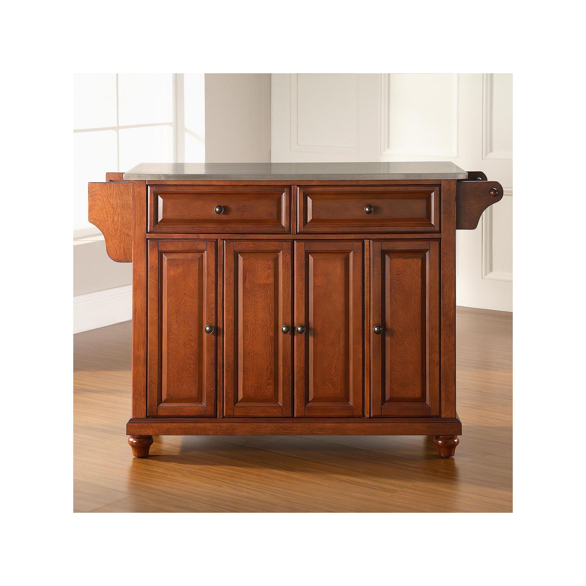 Crosley Cambridge Wide Stainless Steel Top Kitchen Island, Red