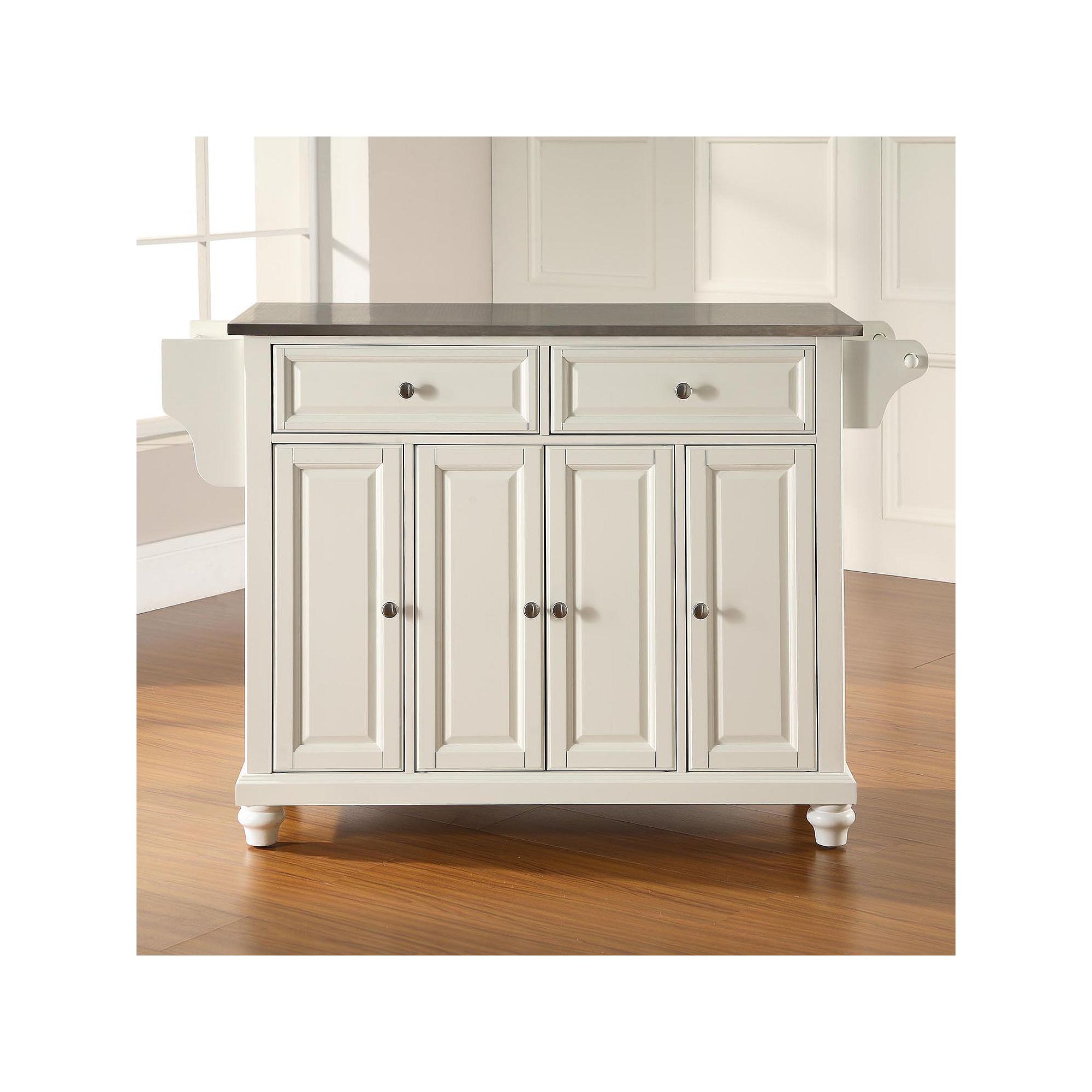 Crosley Cambridge Wide Stainless Steel Top Kitchen Island, White