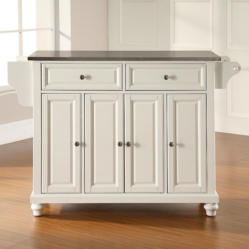 Crosley Furniture Cambridge Wide Stainless Steel Top Kitchen Island, White