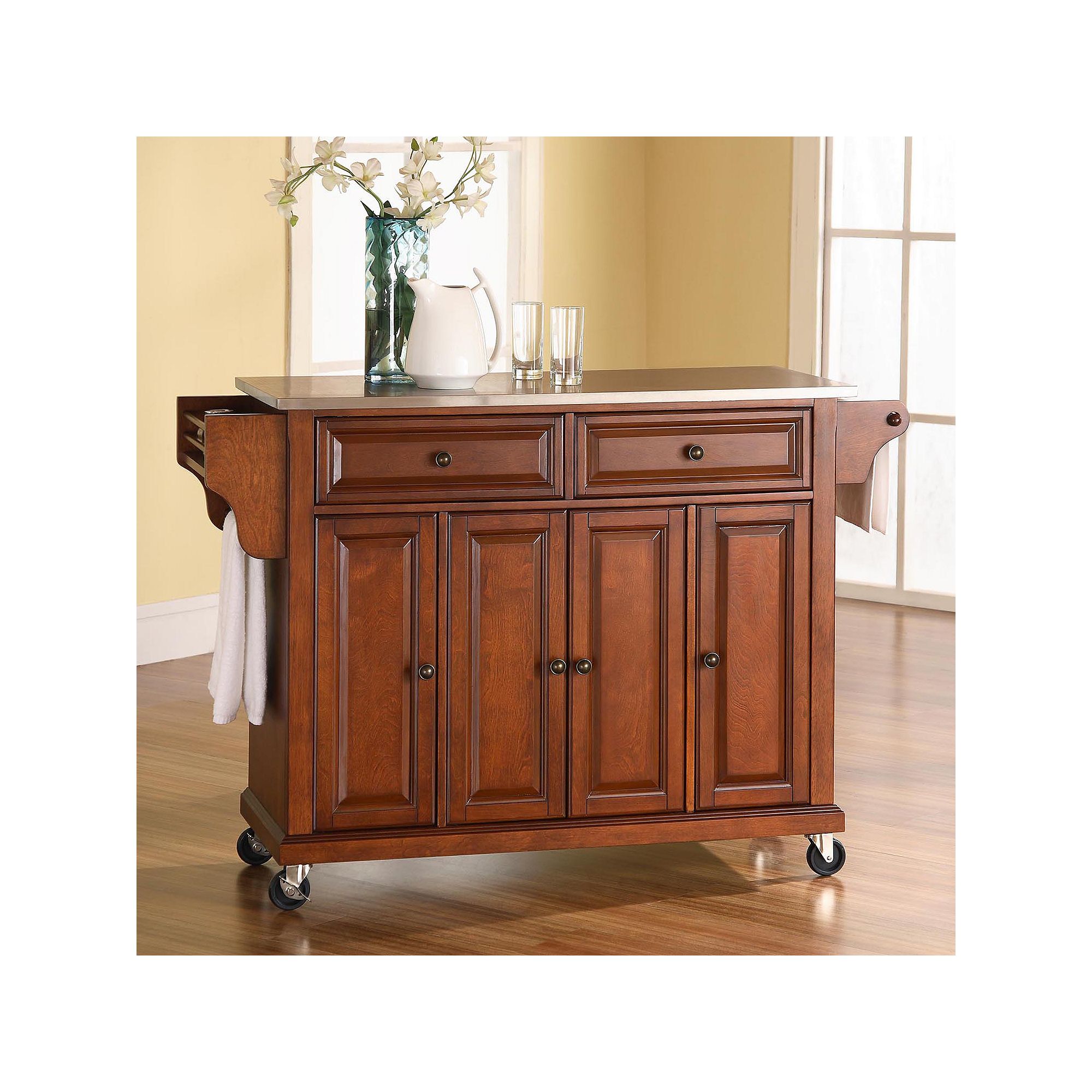 Crosley Adjustable Shelving Kitchen Cart, Red