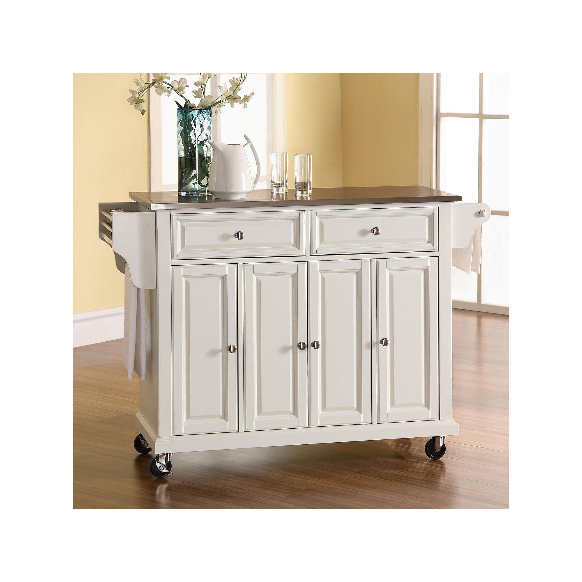 Crosley Adjustable Shelving Kitchen Cart, White