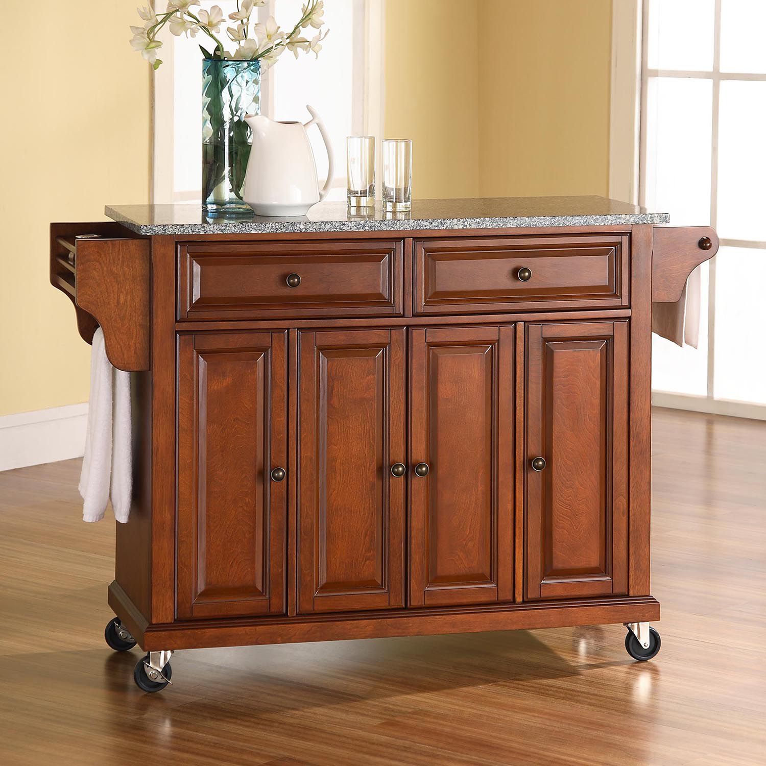 Crosley Furniture Granite Kitchen Cart   2061747 Cherry