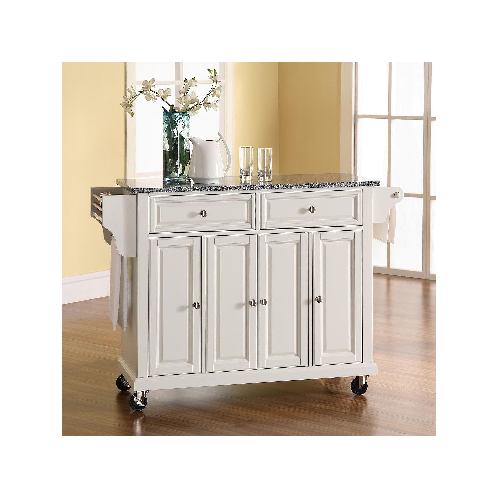Crosley Furniture Granite Kitchen Cart, White