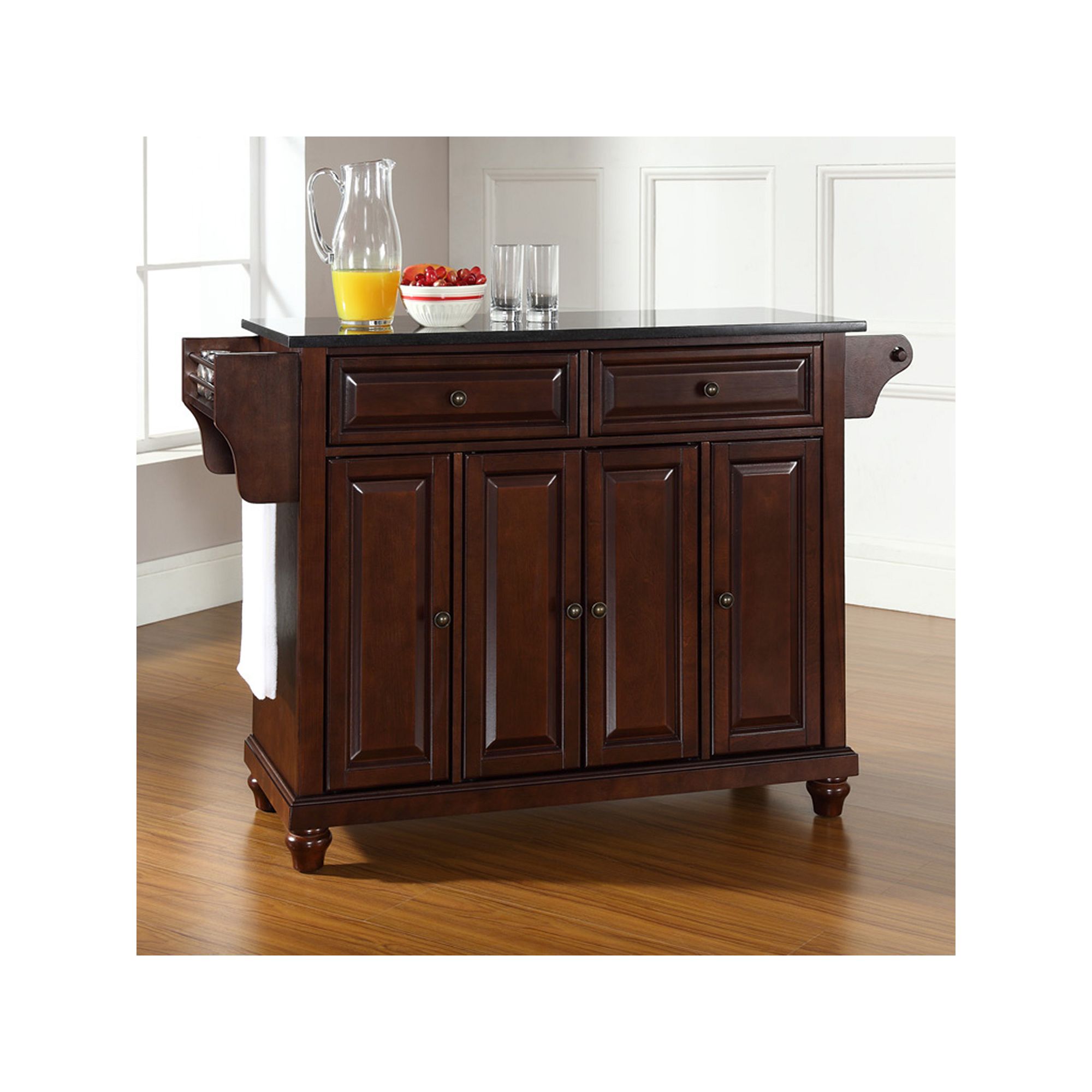 Crosley Cambridge Black Granite Kitchen Island, Brown