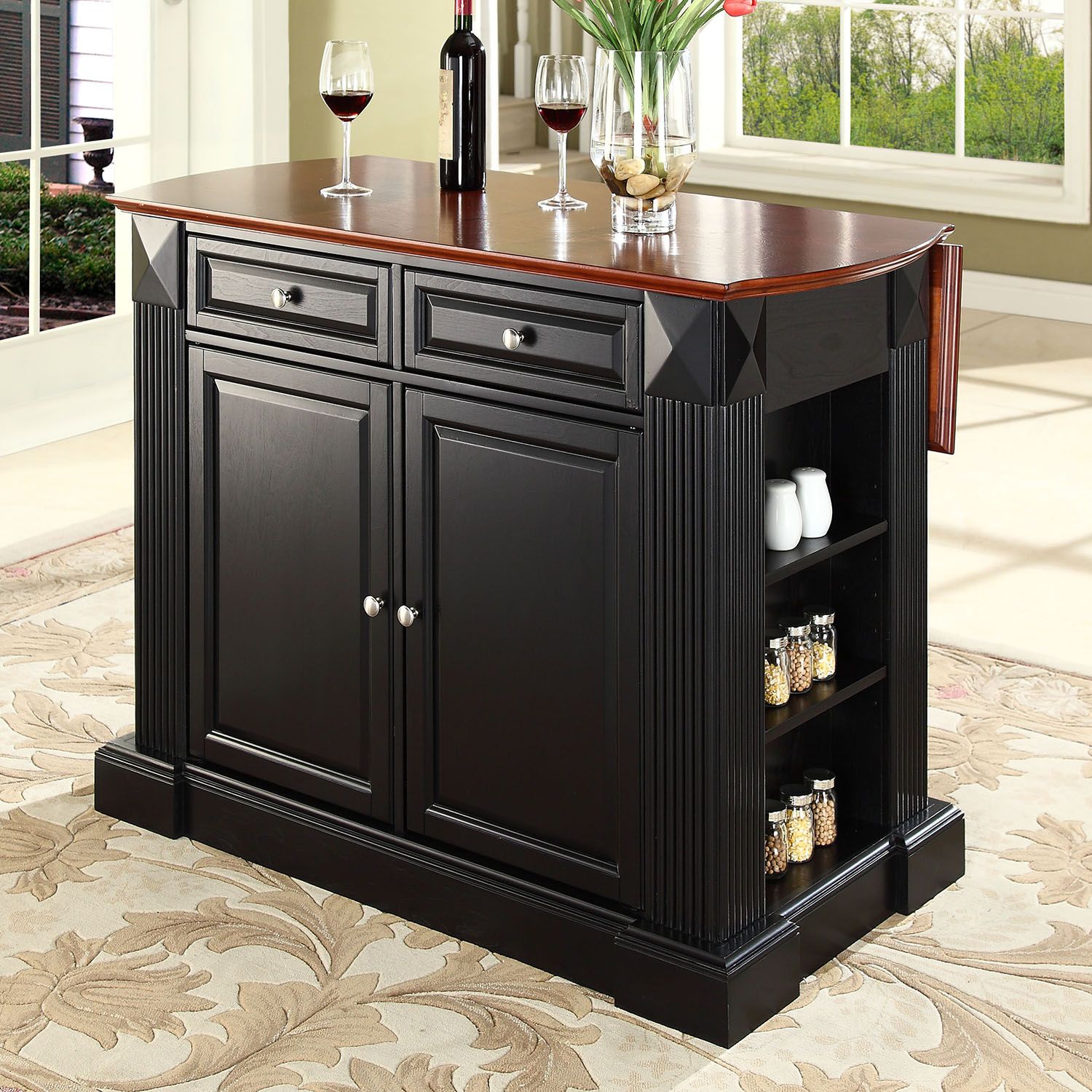 Crosley Furniture Drop Leaf Kitchen Island   2062037 Black