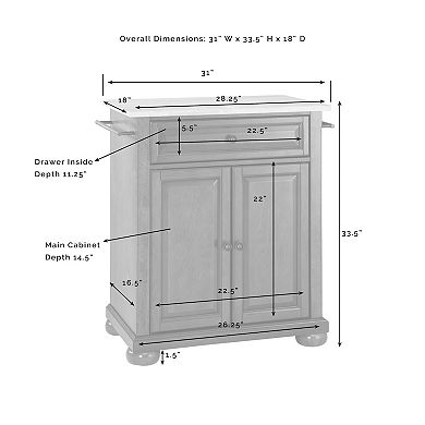 Crosley Furniture Alexandria Wood Top Kitchen Island