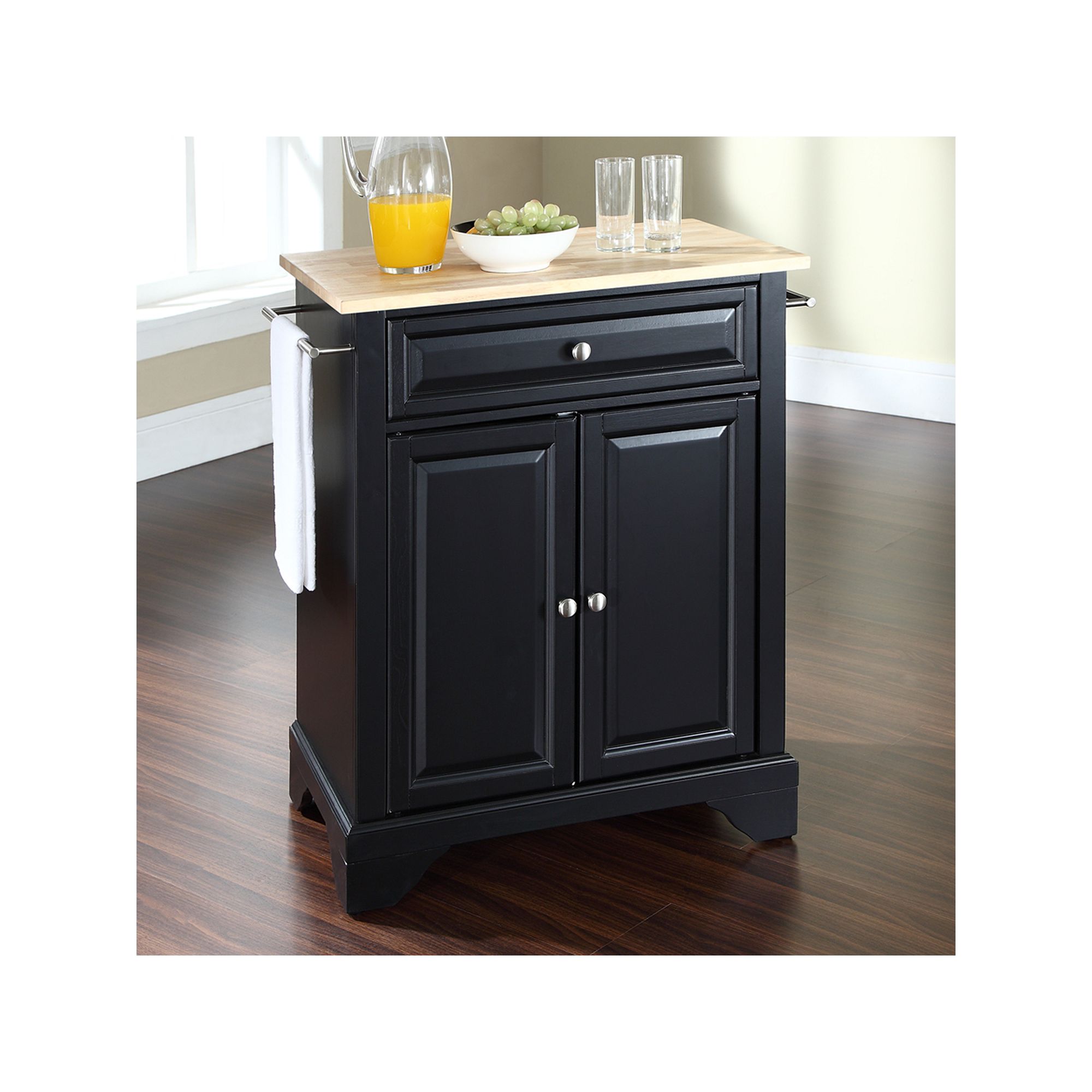 Crosley LaFayette Wood Top Kitchen Island, Black