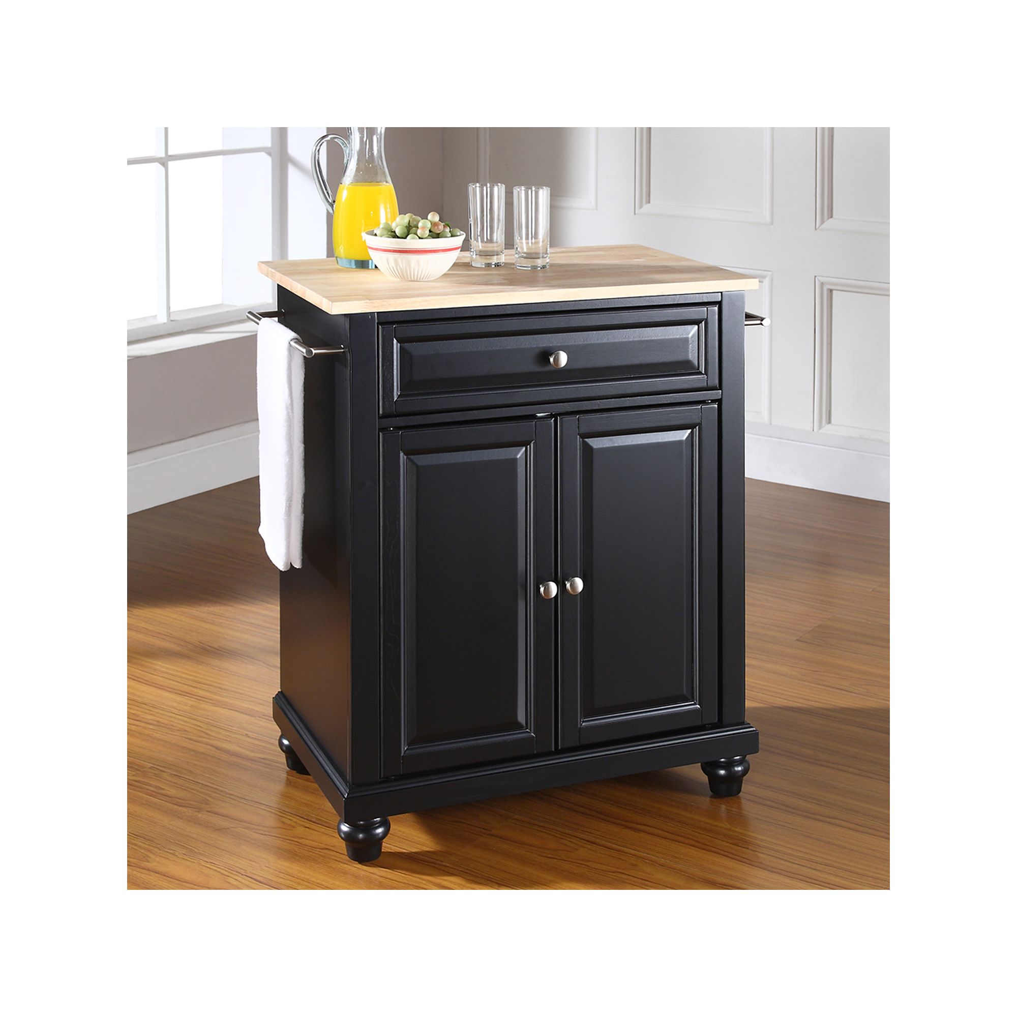 Crosley Cambridge Wood Top Kitchen Island, Black