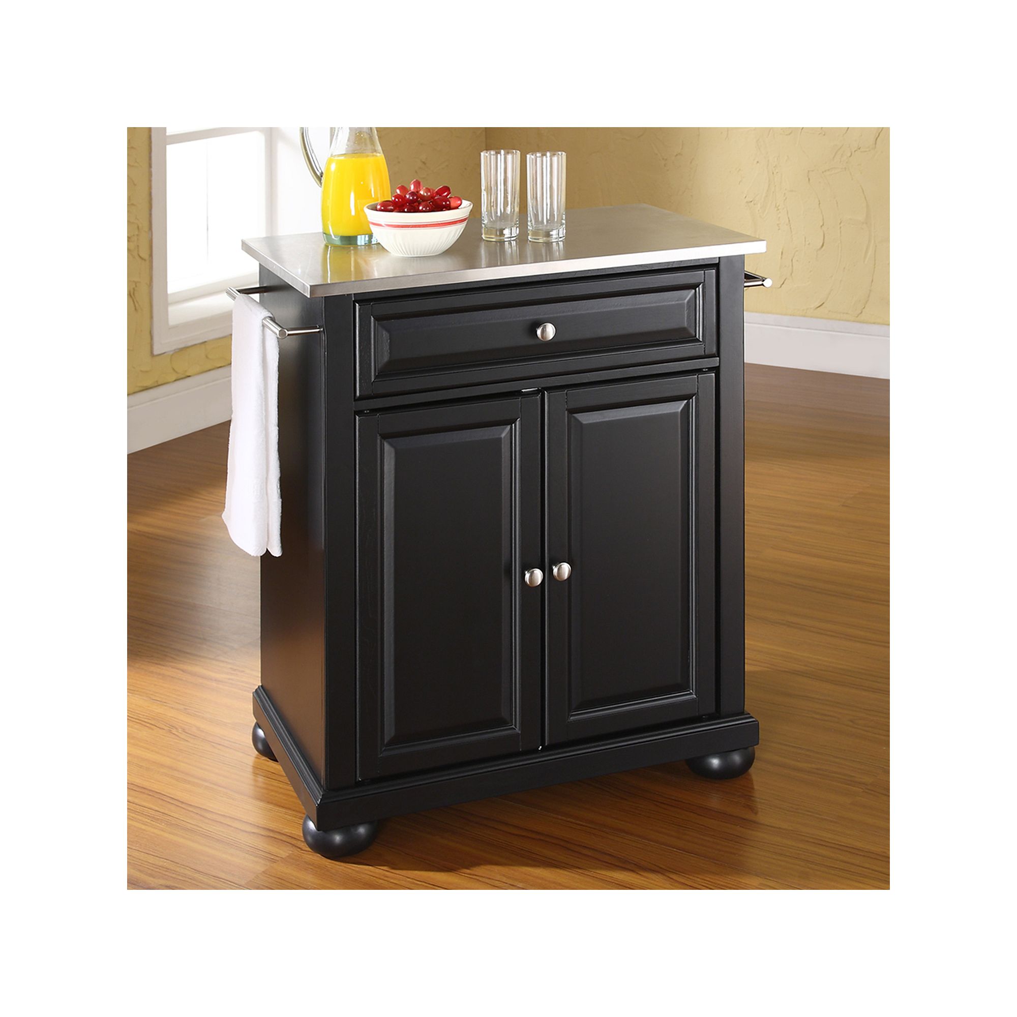 Crosley Alexandria Stainless Steel Top Kitchen Island, Black