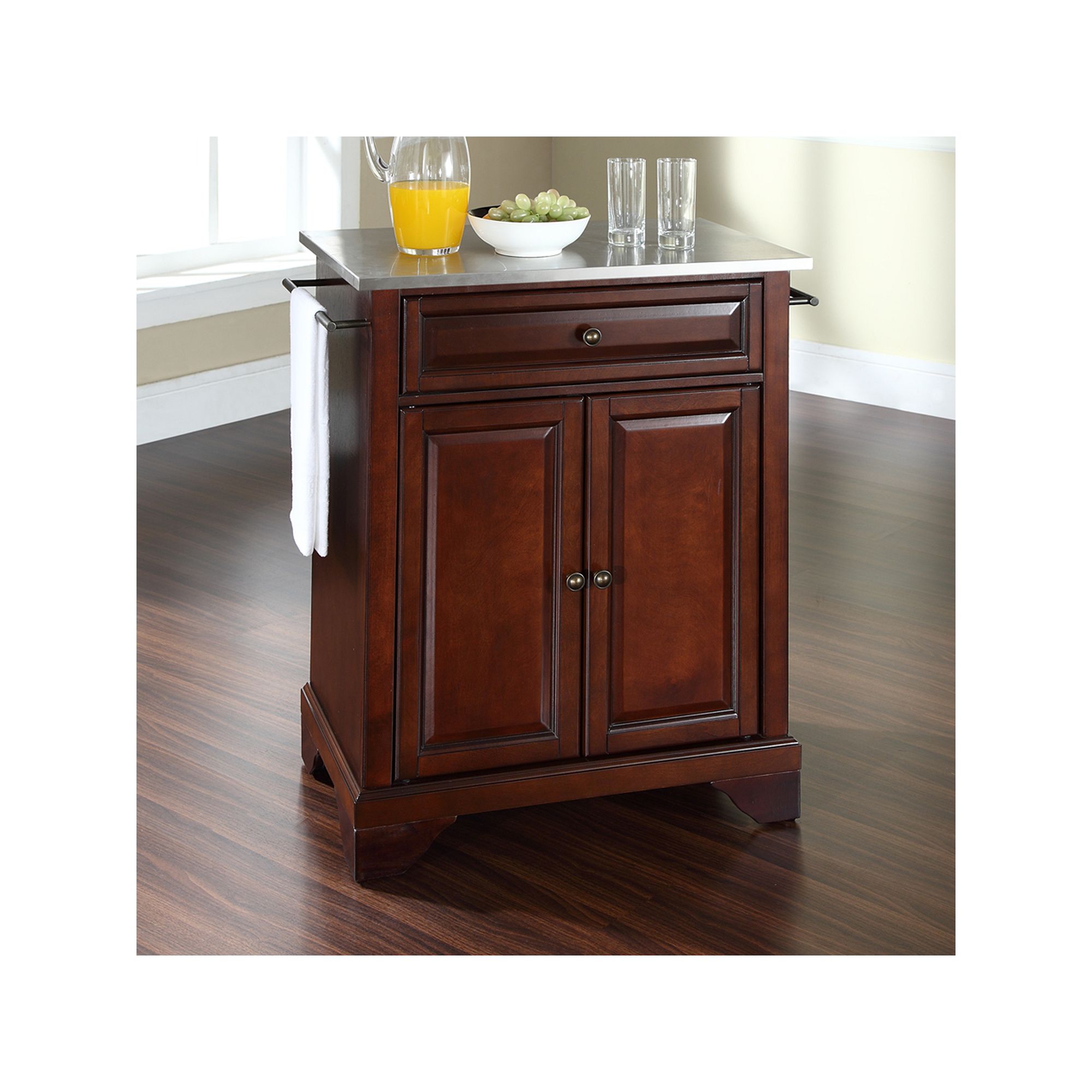 Crosley LaFayette Stainless Steel Top Kitchen Island, Brown