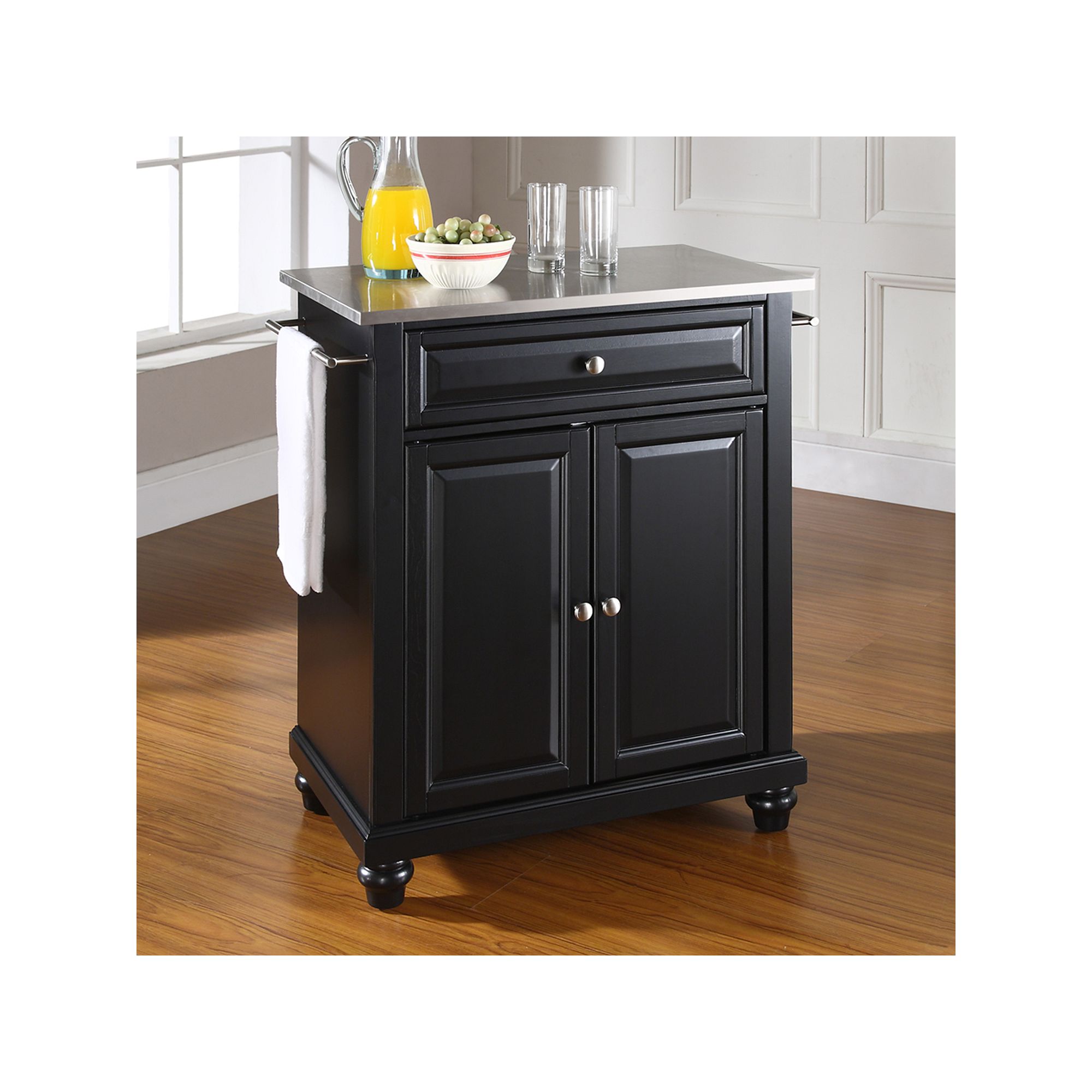 Crosley Cambridge Stainless Steel Top Kitchen Island, Black