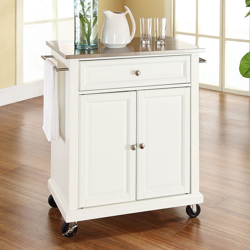 Crosley Furniture Stainless Steel Top Kitchen Island Cart, White