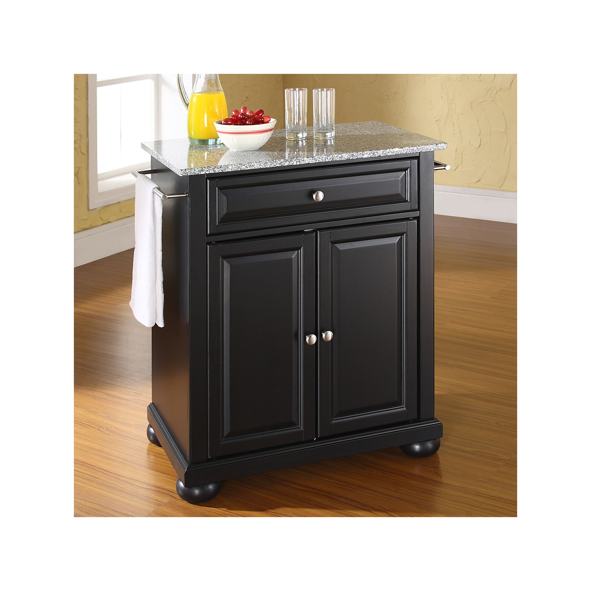 Crosley Alexandria Granite Top Kitchen Island, Black