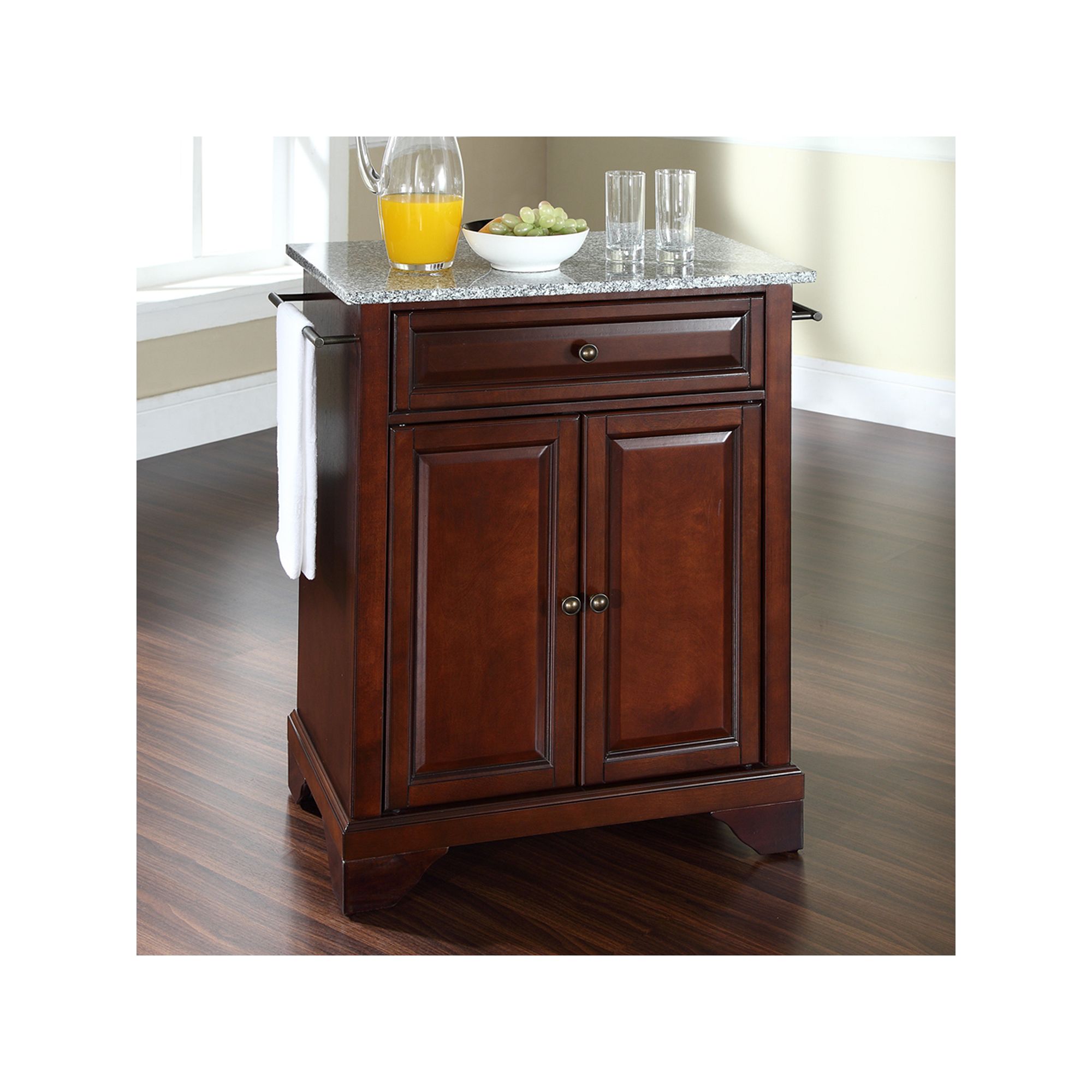Crosley LaFayette Granite Top Kitchen Island, Brown