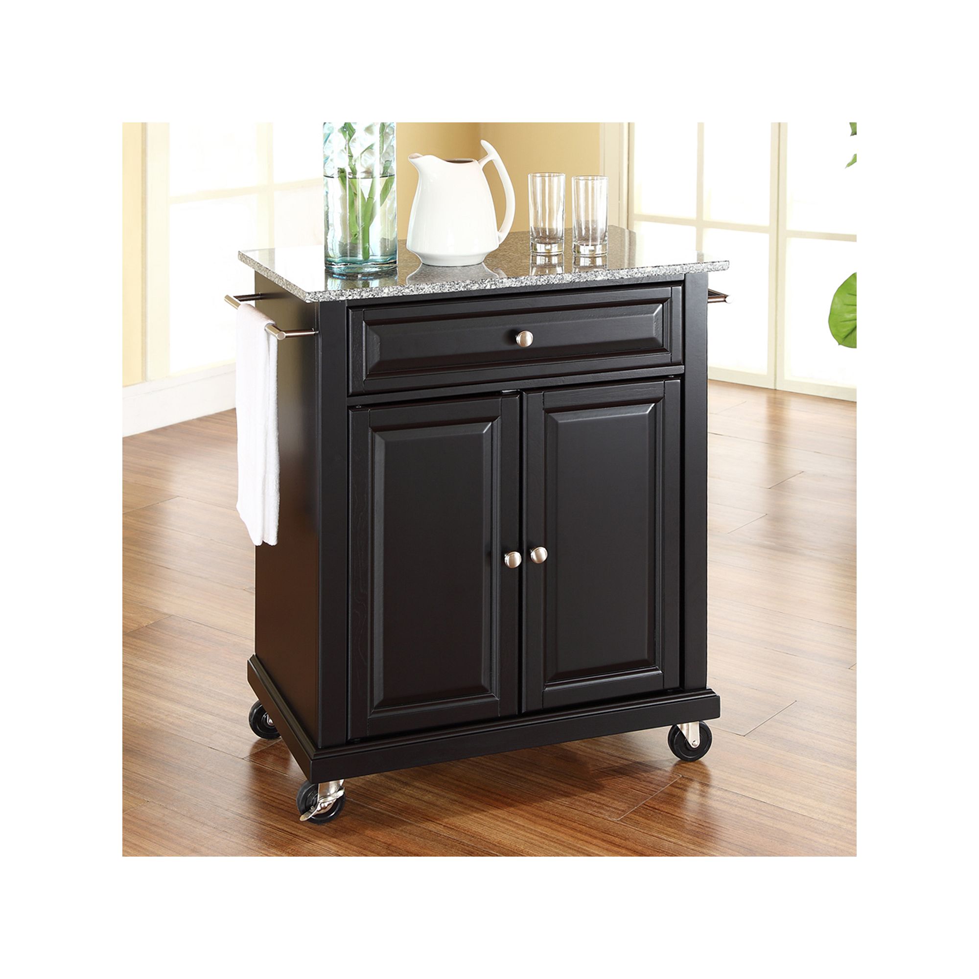 Crosley Granite Top Kitchen Island Cart, Black