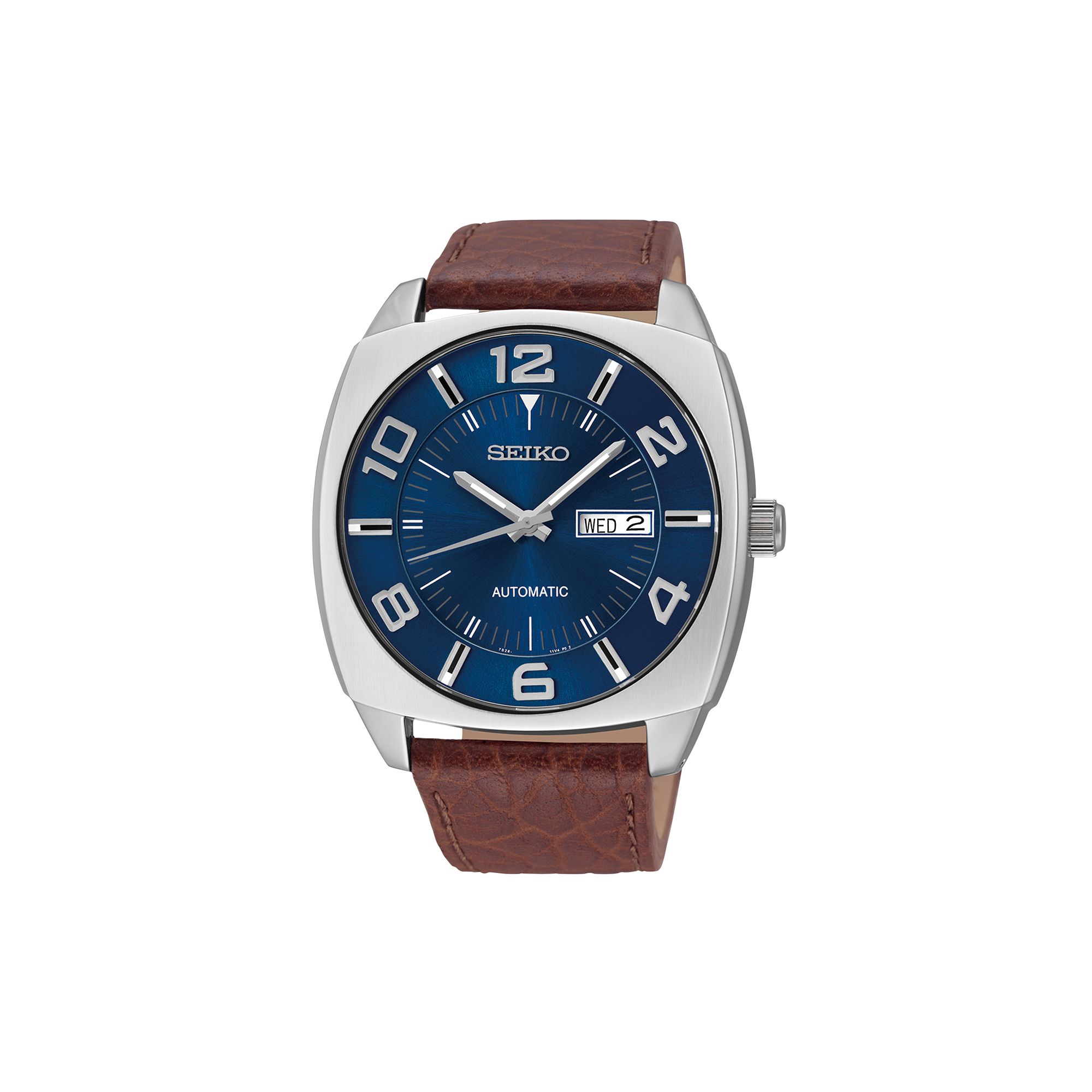 Seiko Mens Recraft Leather Automatic Watch - SNKN37, Size: 43MM, Brown
