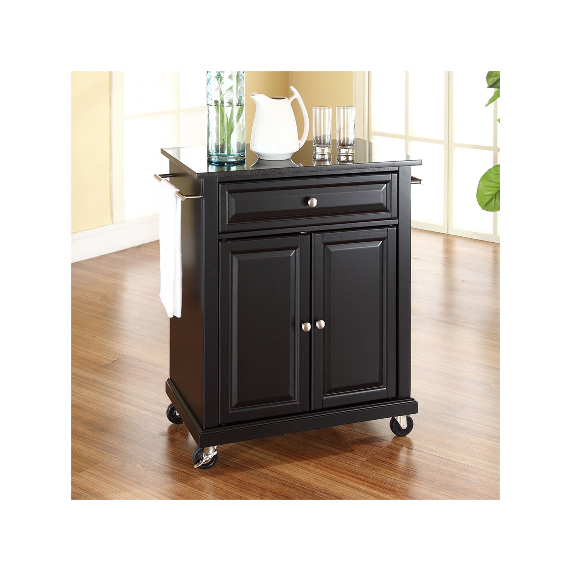 Crosley Furniture Black Granite Top Kitchen Island Cart