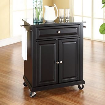 Crosley Furniture Black Granite Top Kitchen Island Cart