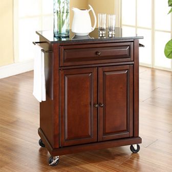Crosley Furniture Black Granite Top Kitchen Island Cart
