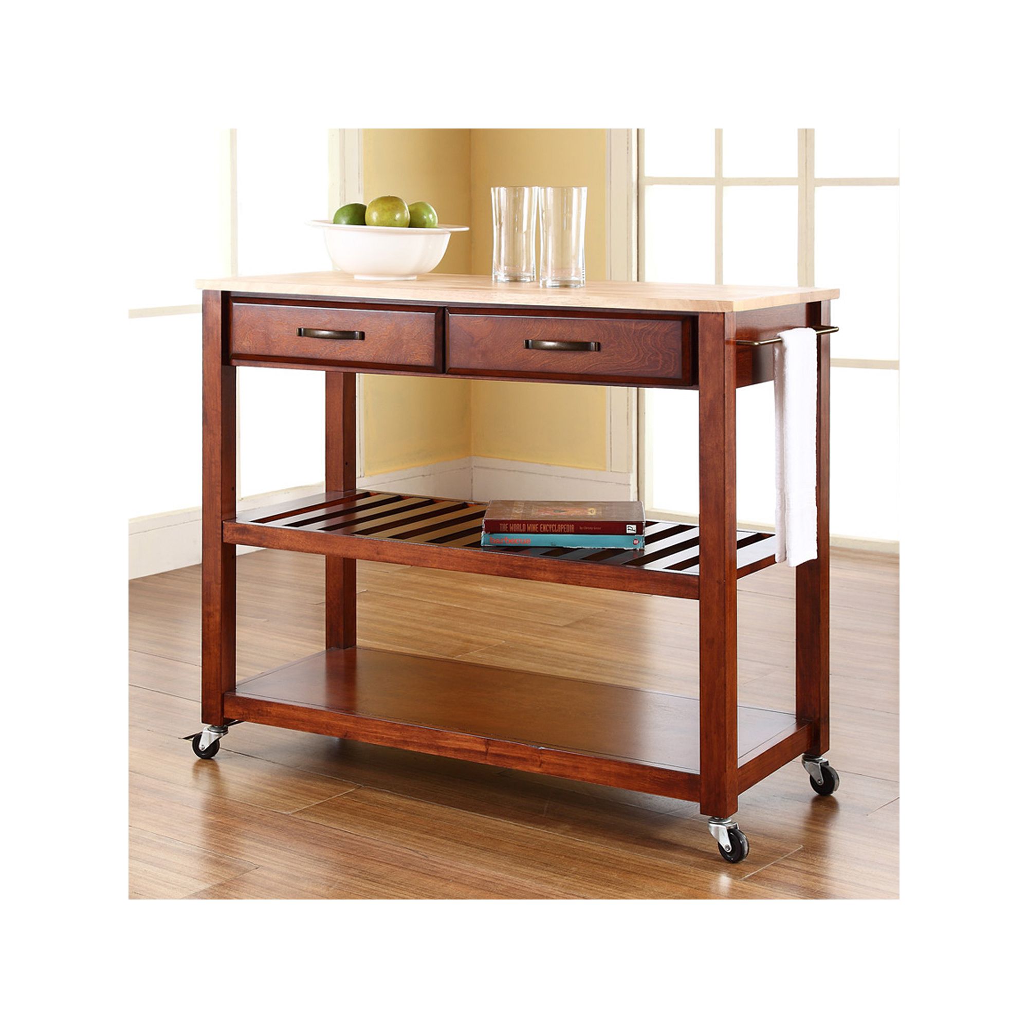 Crosley Wood Top Kitchen Cart, Red