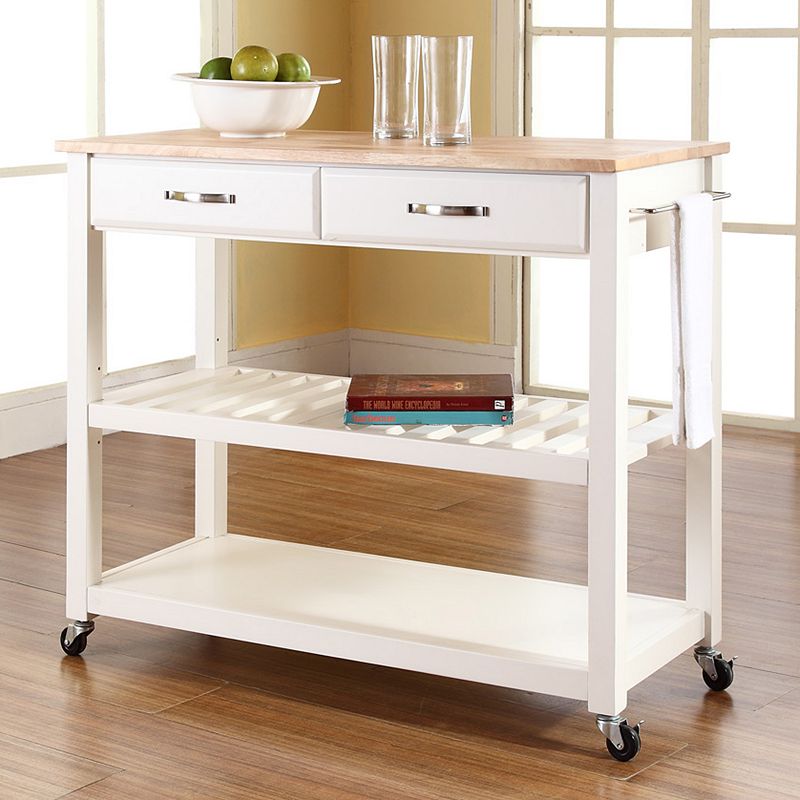 Crosley Furniture Wood Top Kitchen Cart, White