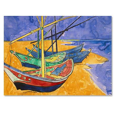 "Fishing Boats on the Beach" Canvas Wall Art by Vincent van Gogh